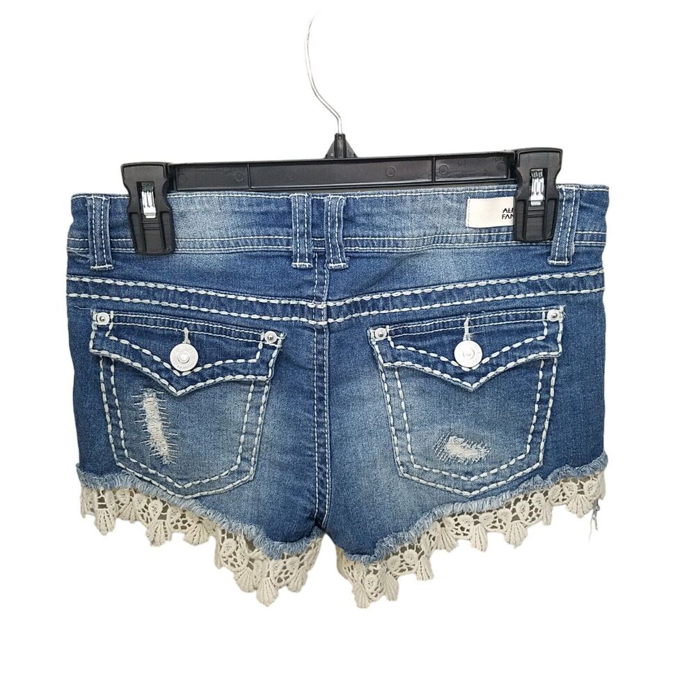 Almost Famous Womens Size 7 Blue Solid Jean Shorts - Picture 7 of 9